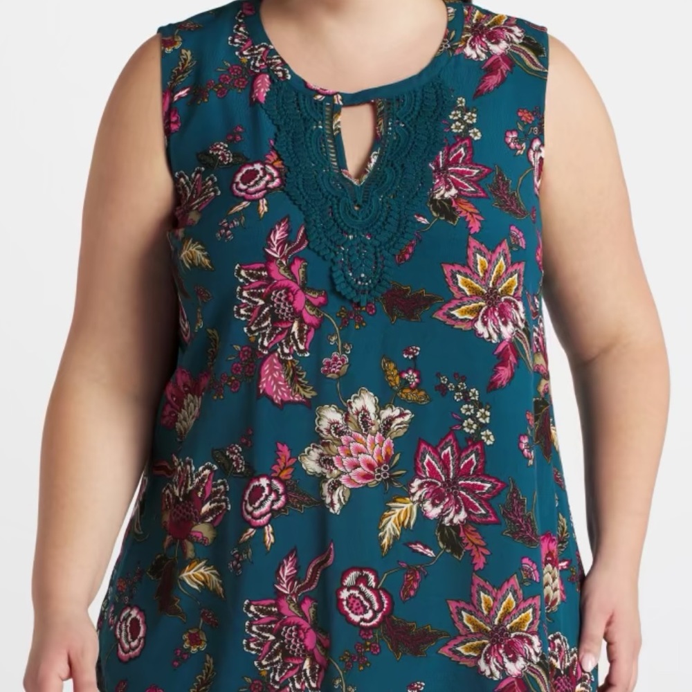 Great condition teal floral tank top